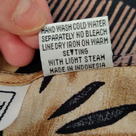 VTG 90s Brown Black Tribal Print Tie Back Midi Hawaiian Wiggle Dress Size LP - Picture 12 of 12